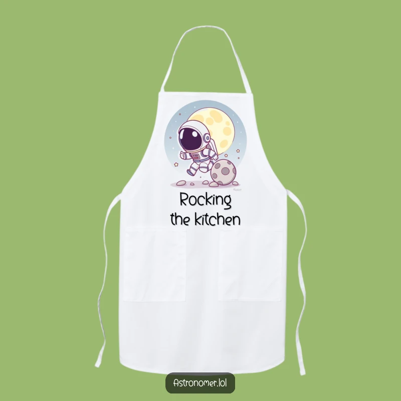 Funny Astronaut Moon Rock Apron: Playful Space Chase Kitchen Wear, Perfect Funny Gift