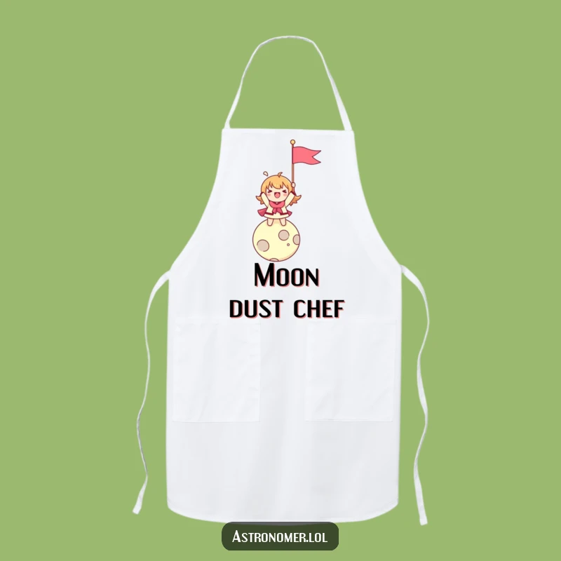 Funny Space Chef Apron: Character Moon Planting - Hilarious Kitchen Gift