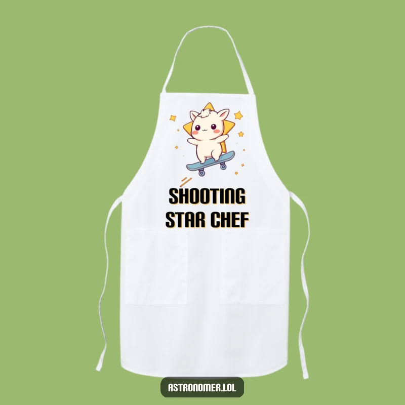 Funny Whimsical Creature Skateboarding Apron: Cook with Cosmic Flair