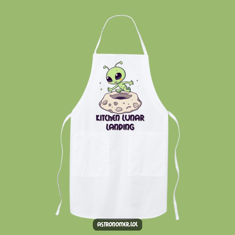 Funny Alien Apron: Hilarious Lunar Mishap Kitchen Gift for Cooks