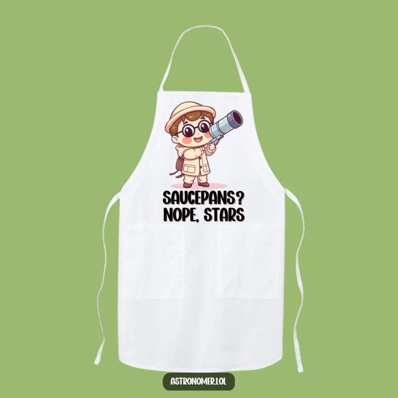 Funny Kawaii Astronomer Apron: Wobbly Telescope Kitchen Fun - Humorous Gift