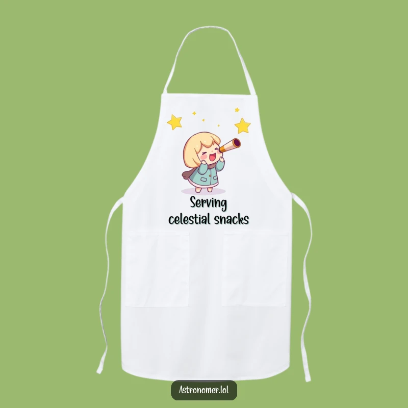 Funny Telescope Apron, Chef Character Chasing Star, Kitchen Funny Gift!