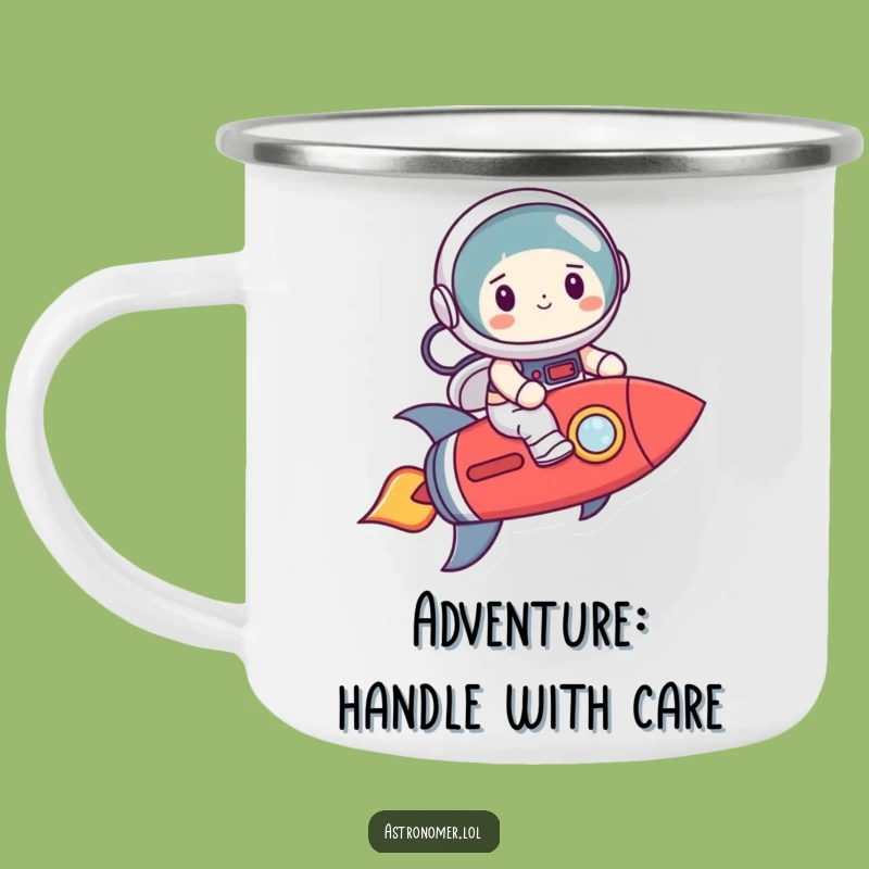 Funny Astronaut Rocket Camping Mug: Nervous Explorer Enamel Mug, Humorous Gift