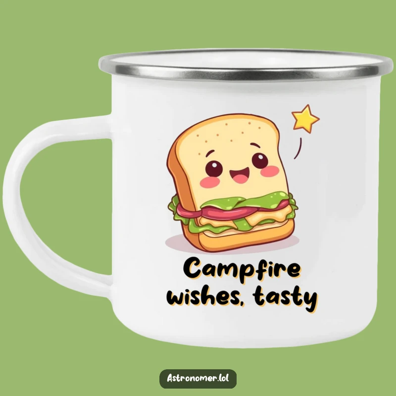 Funny Cheerful Sandwich Star Catcher Camping Mug - Whimsical Outdoor Fun!