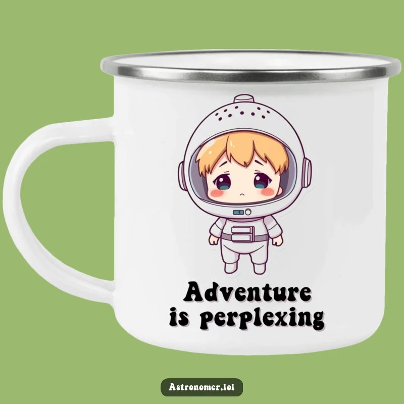 Funny Colander Space Helmet Camping Mug: Confused Explorer's Outdoor Brew Cup
