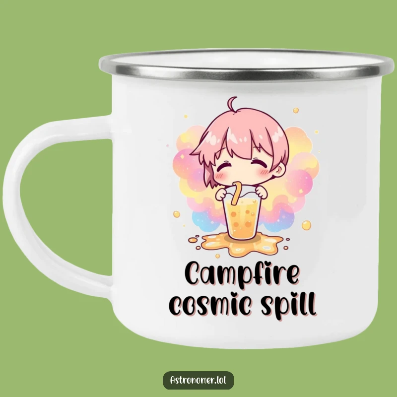 Funny Cosmic Spill Camping Mug: Nebulae Drinkware for Stargazing Adventures