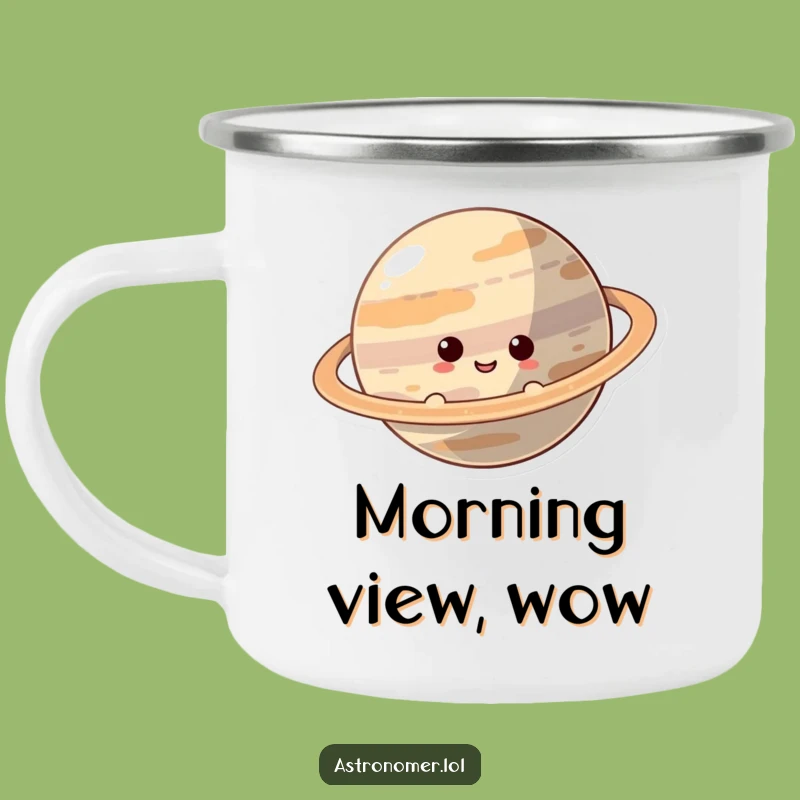 Funny Curious Planet Camping Mug, Peeking Character, Great Outdoor Funny Gift!