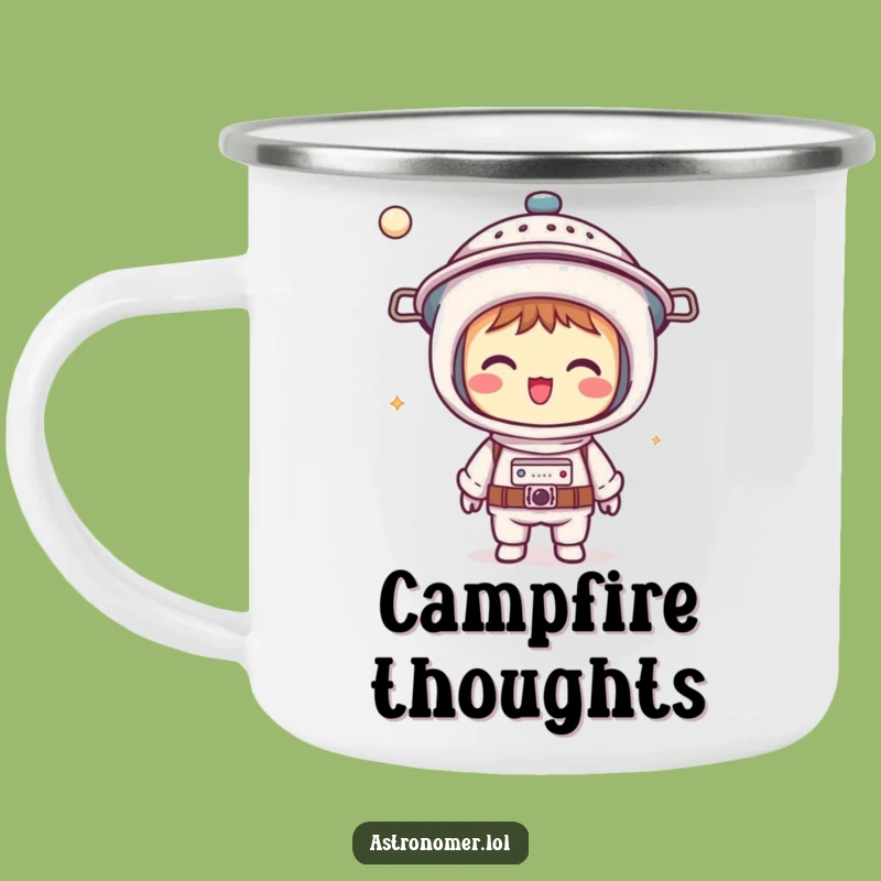 Funny Kawaii Astronomer Camping Mug: Colander Helmet Adventure Mug - Gift