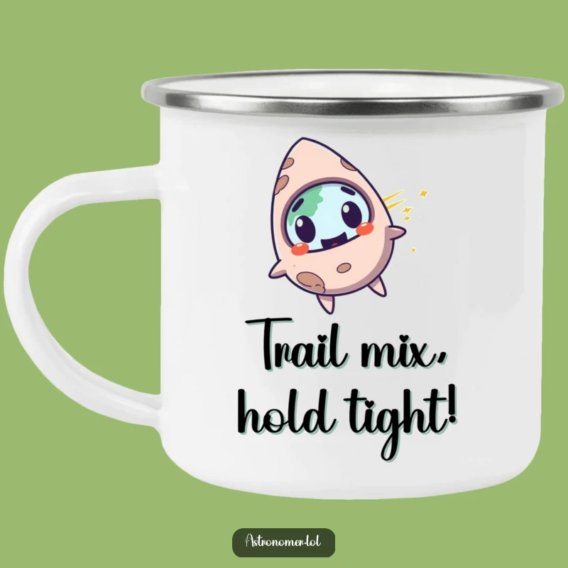 Funny Meteorite Camping Mug: Surprised Space Enamel Mug, Humorous Gift