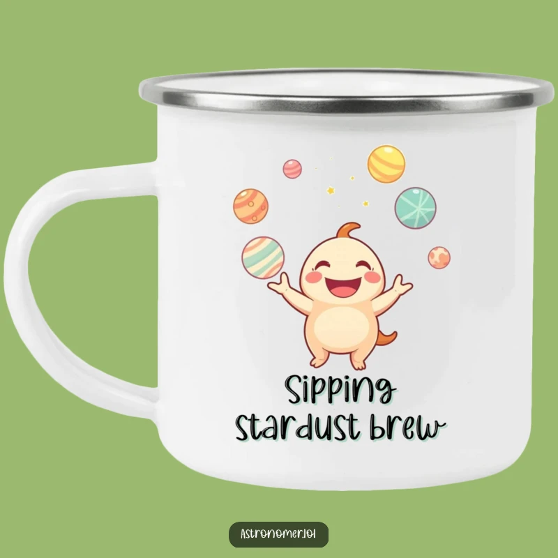 Funny Planet Juggling Creature Camping Mug: Adventure Fuelled by Cosmic Smiles