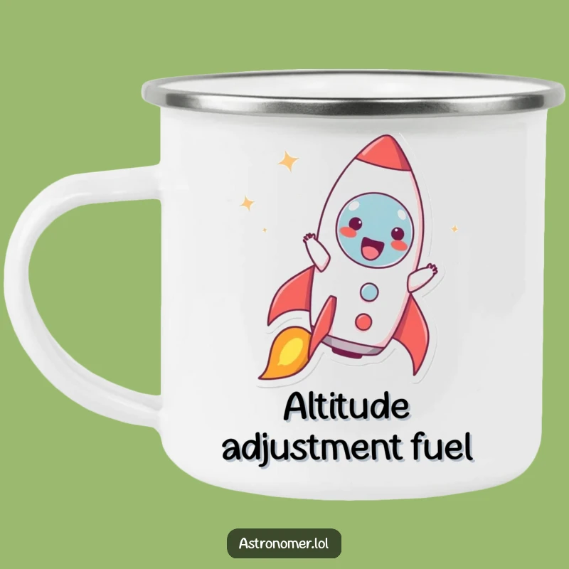 Funny Rocket Blast Camping Mug: Joyful Character - Best Funny Gift