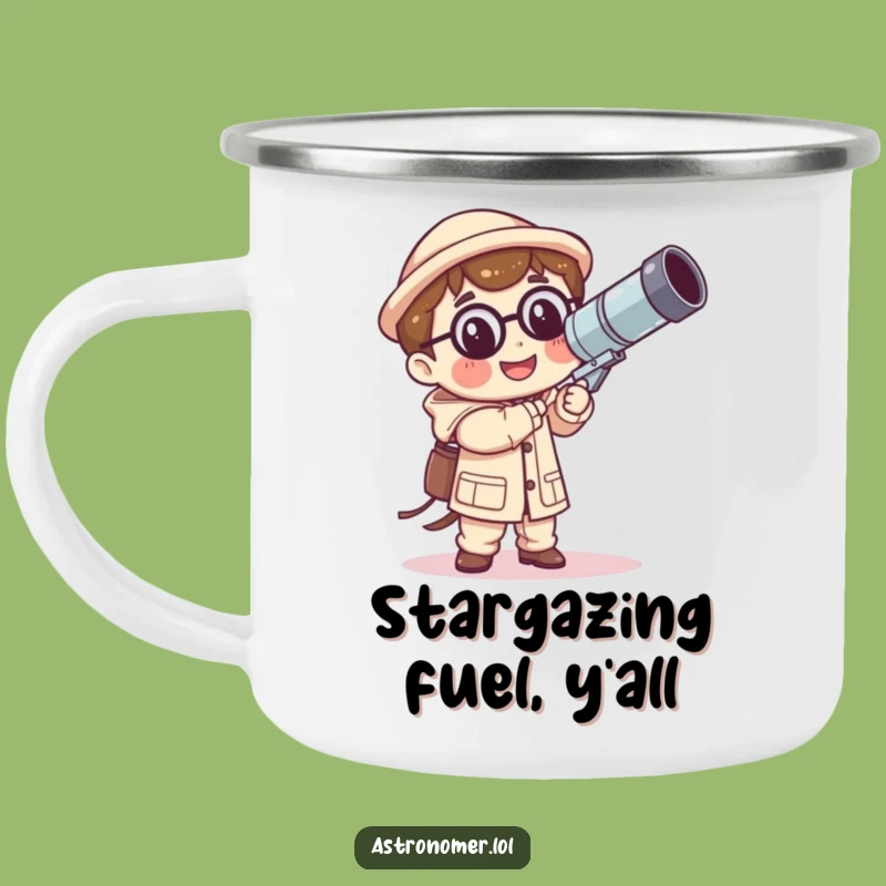 Funny Kawaii Astronomer Camping Mug: Wobbly Telescope Adventure Mug - Gift