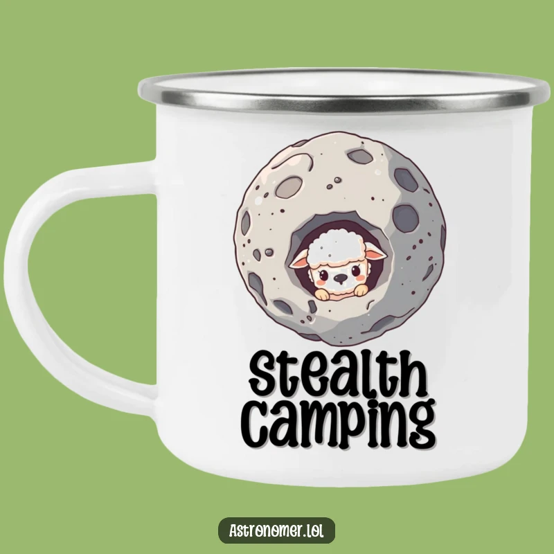 Funny Sheepish Creature Asteroid Camping Mug: Shy Adventure Fuel