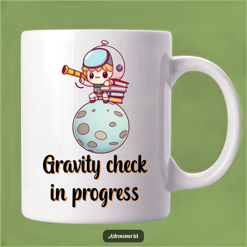 Funny Kawaii Astronomer Mug: Determined Book Balancer Astronaut Gift