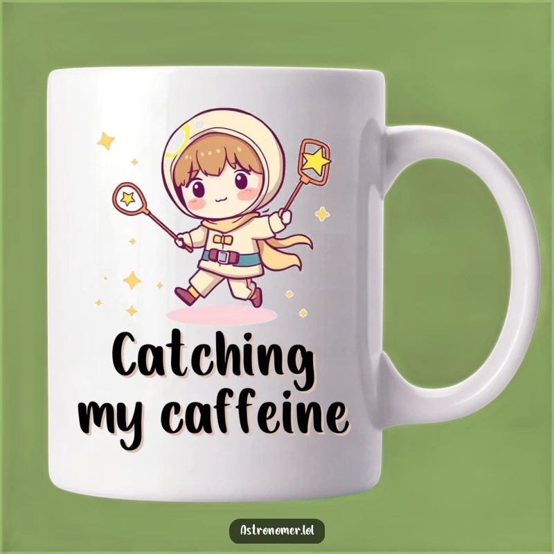 Funny Kawaii Astronomer Mug: Shooting Star Chase - Humorous Gift