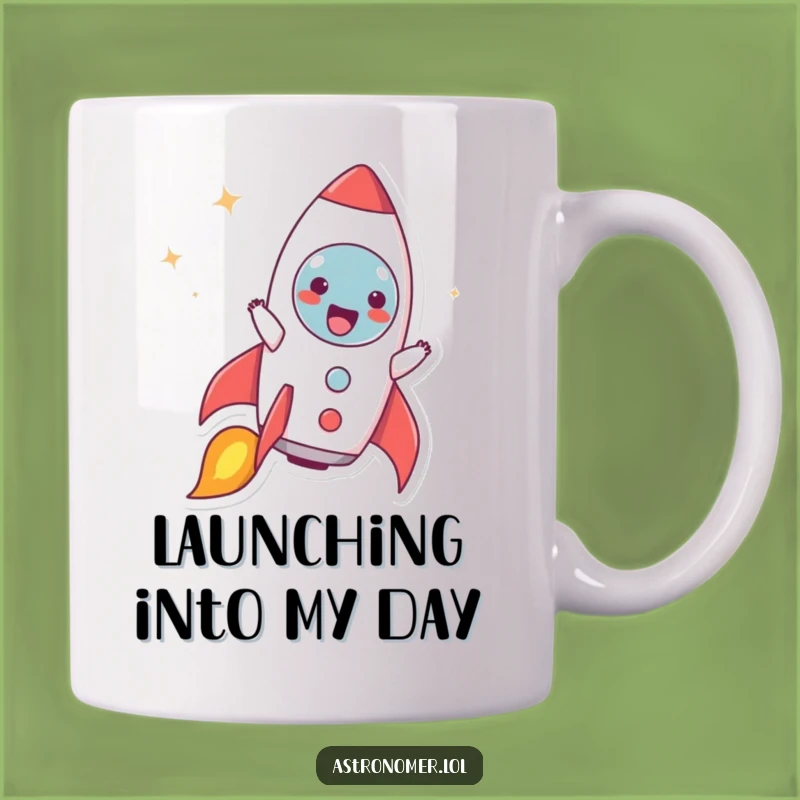 Funny Rocket Blast Mug: Joyful Character Impersonation - Perfect Funny Gift