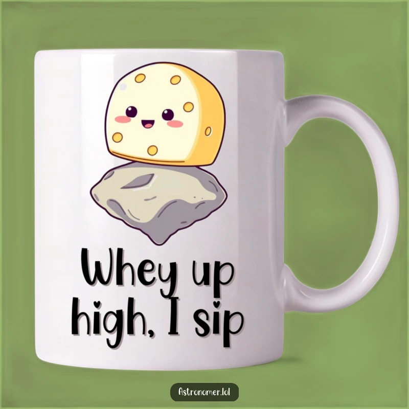 Funny Smiling Cheese Asteroid Mug - Hilarious Space Gag Gift for Dairy Fans!