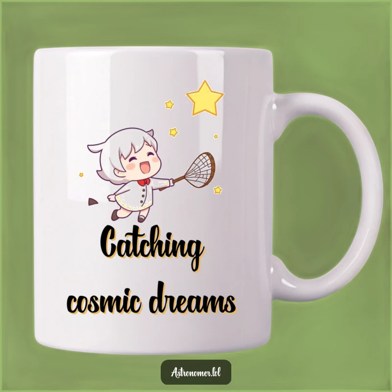 Funny Star Chaser Mug: Gleeful Character with Net Gift for Dreamers
