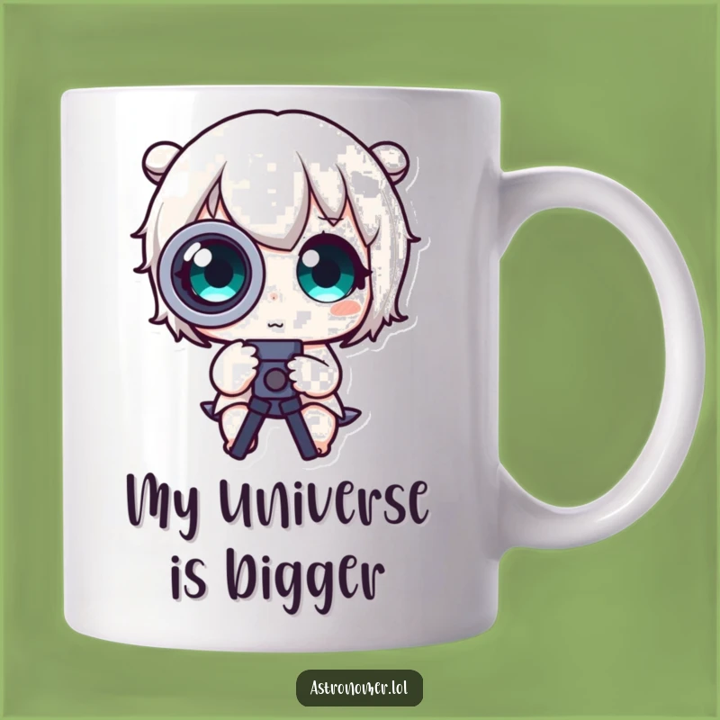 Funny Wide-Eyed Stargazer Mug - Perfect Cute Character Telescope Gift