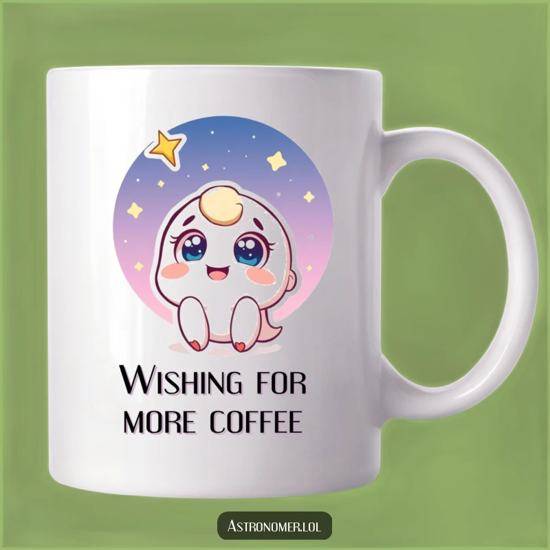 Funny Wish Mug: Joyful Character Sees Shooting Star, Perfect Funny Gift for Dreamers