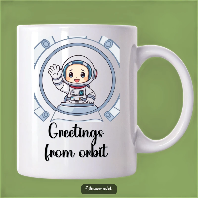 Funny Astronaut Spaceship Mug: Enthusiastic Wave Coffee Cup, Perfect Funny Gift