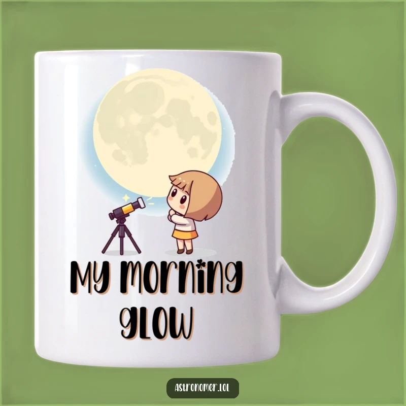 Funny Kawaii Astronomer Mug: Curious Moon Gazing - Humorous Gift
