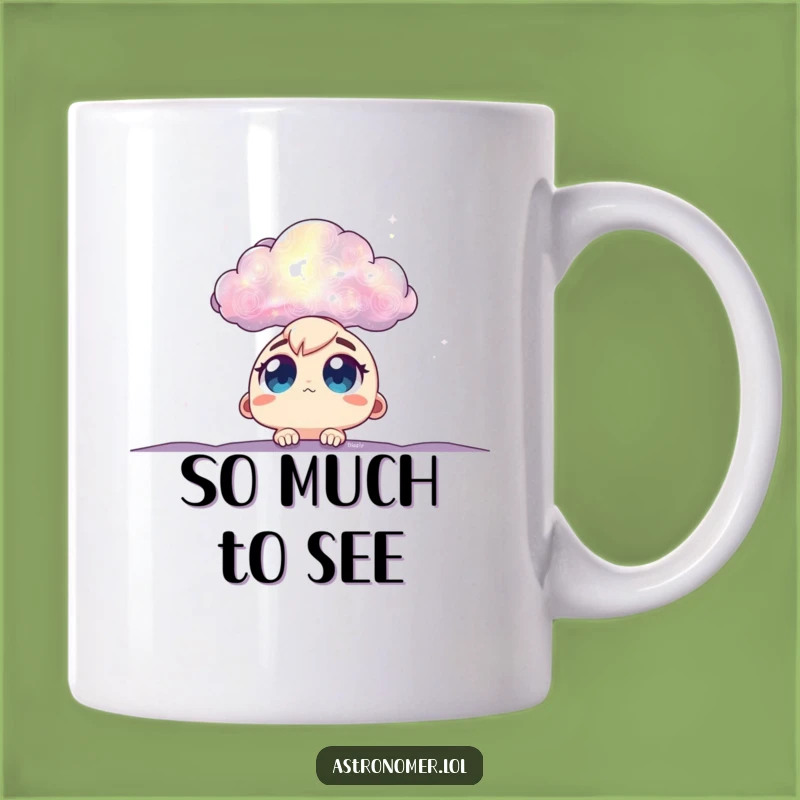 Funny Wide-Eyed Nebula Mug: Humorous Space Wonder Gift for Dreamers