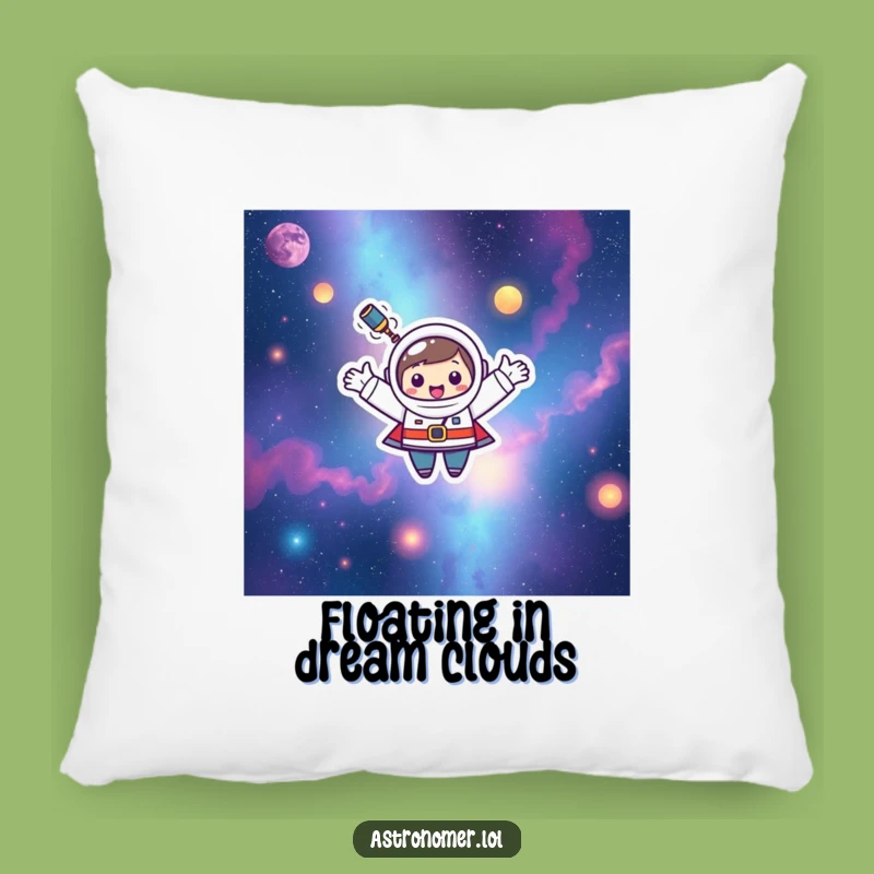 Funny Kawaii Astronomer Pillow: Happy Nebula Floater Comfort Gift