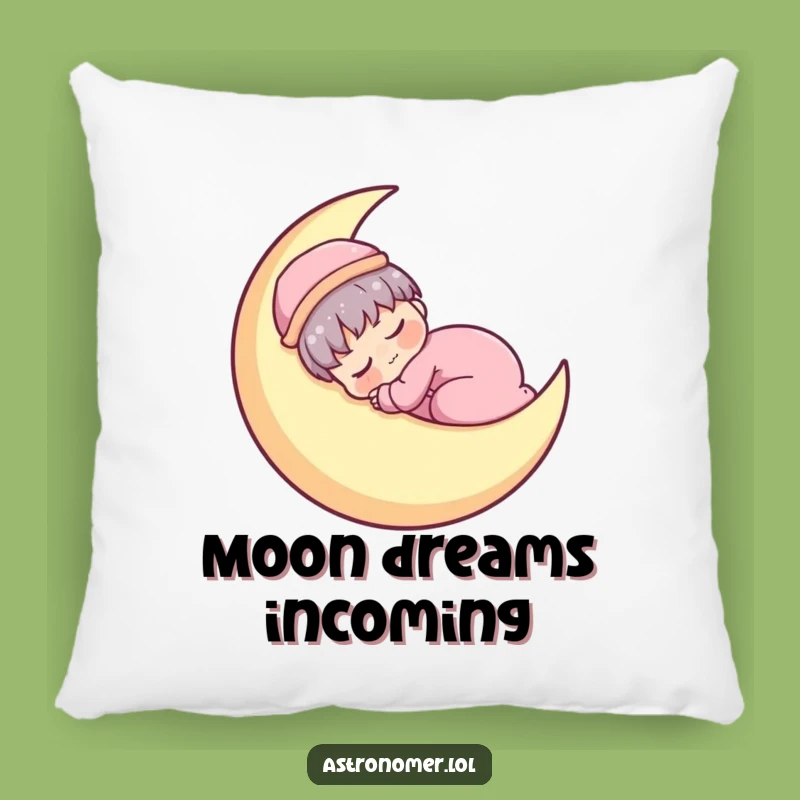 Funny Kawaii Astronomer Pillow: Sleepy Moon Napper Comfort Gift