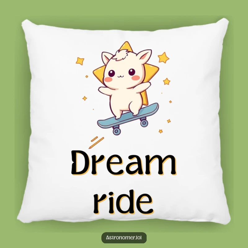 Funny Whimsical Creature Skateboarding Pillow: Cozy Comfort for Cosmic Riders