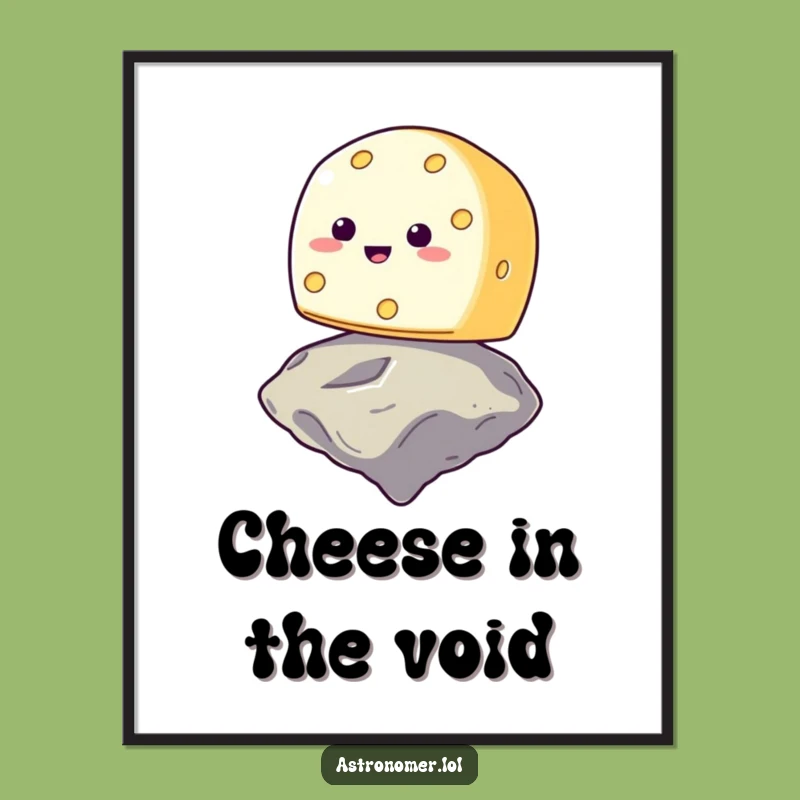 Funny Smiling Cheese Asteroid Digital Art - Instant Hilarious Space Decor!