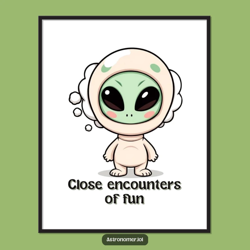 Funny Alien Digital Art: Curious Character's Funny Alien Thoughts, Printable Funny Gift