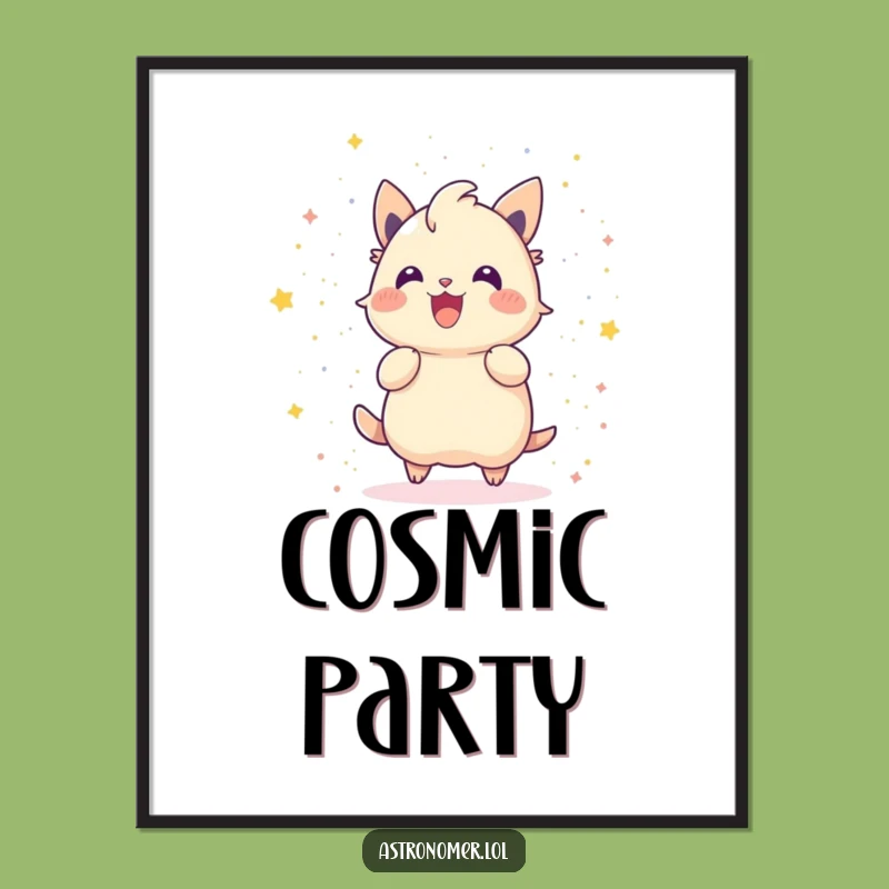 Funny Gleeful Creature Stardust Digital Art: Joyful Wall Decor