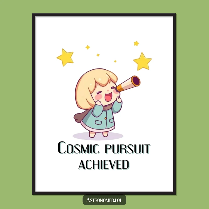 Funny Telescope Art, Giggling Character Chasing Star, Instant Humorous Gift!