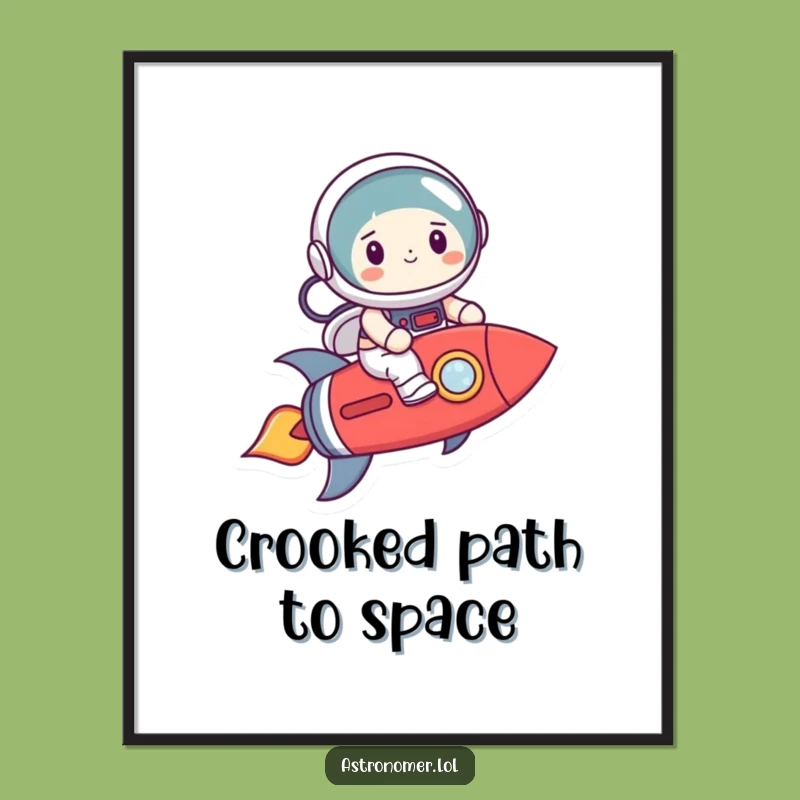Funny Astronaut Rocket Digital Art Print: Nervous Journey Decor, Humorous Gift