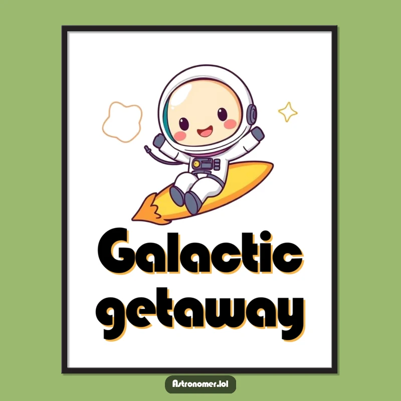 Funny Astronaut Digital Art Print: Hilarious Comet Rider Decor Gift for Walls