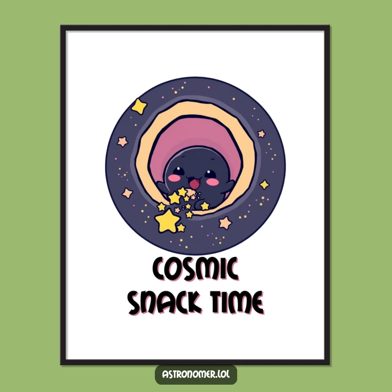Funny Black Hole Digital Art Print: Cheerful Star Eater Decor, Humorous Gift