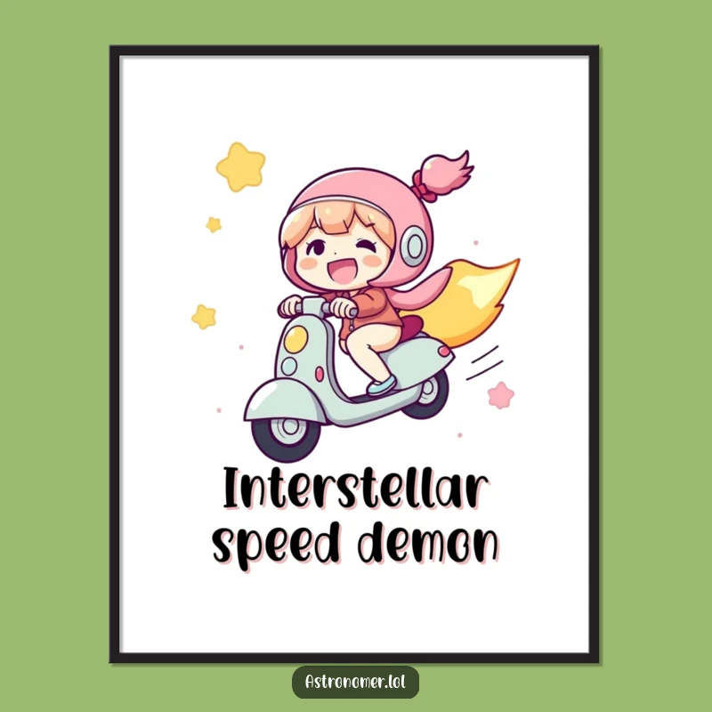 Funny Comet Rider Art, Joyful Character Scooting, Instant Humorous Gift!