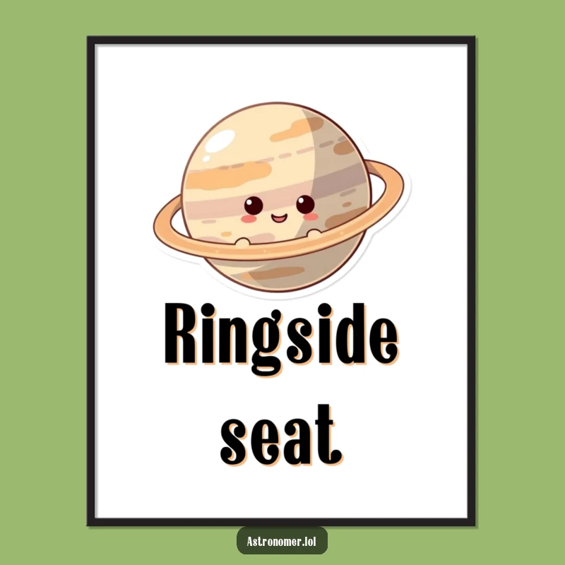 Funny Curious Planet Art, Peeking Character Behind Rings, Instant Humorous Gift!