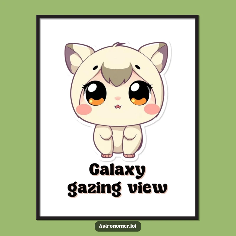 Funny Stargazer Digital Art: Tiny Character, Big Eyes, Instant Wall Decor Gift