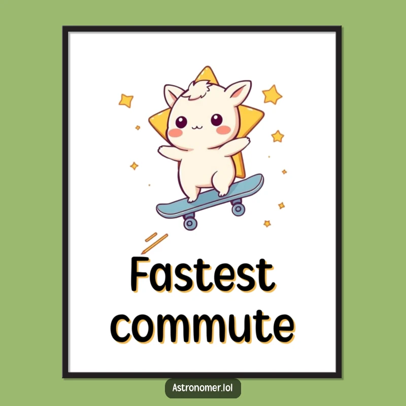 Funny Whimsical Creature Skateboarding Digital Art: Dynamic Wall Decor