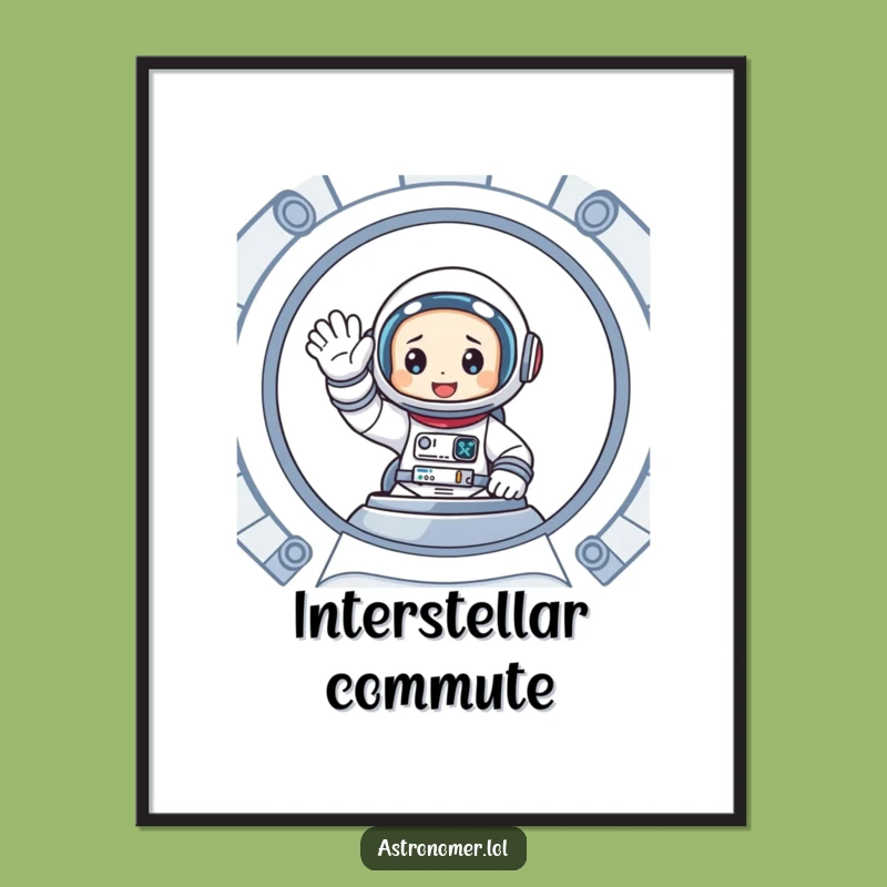 Funny Astronaut Spaceship Digital Print: Cheerful Wave Art File, Perfect Funny Gift