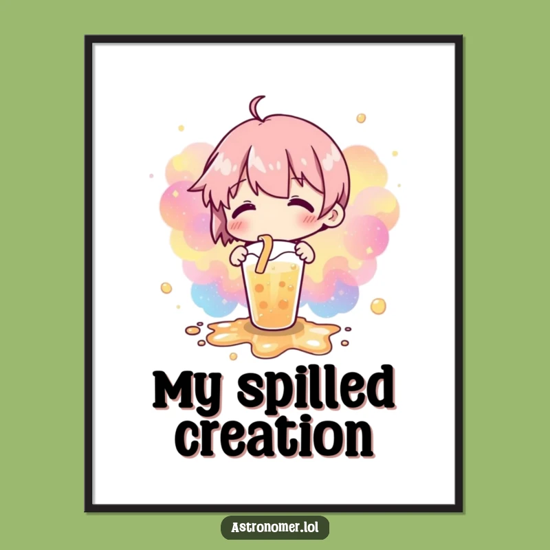 Funny Cosmic Spill Digital Print: Nebulae Drink Art for Instant Galaxy Vibes