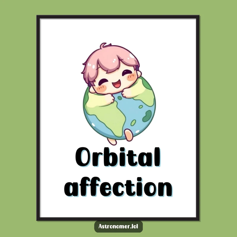 Funny Cosmic Embrace Art Print: Cute Character's Planet Joy Funny Gift