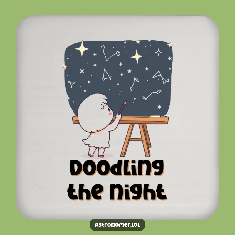 Funny Art Coaster - Cute Character Chalkboard Space Funny Gift