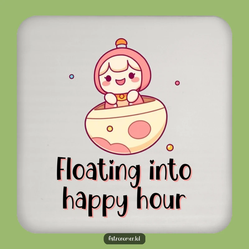 Funny Kawaii Coaster, Planet Boat Character Float, Protects Surfaces with Humor, Funny Gift!