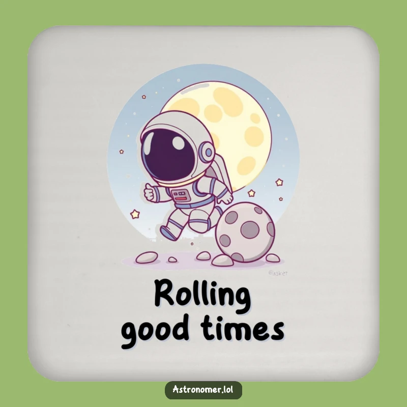 Funny Astronaut Moon Rock Coaster: Playful Space Chase Drink Protector, Perfect Funny Gift