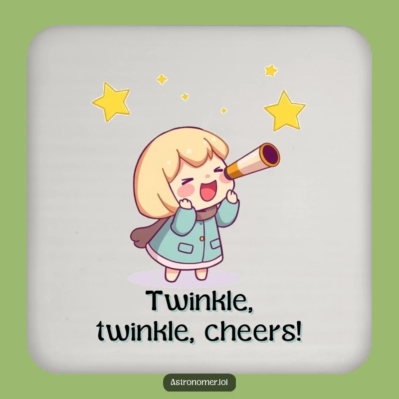 Funny Telescope Coaster, Star Chasing Character, Protects Surfaces with Humor, Funny Gift!