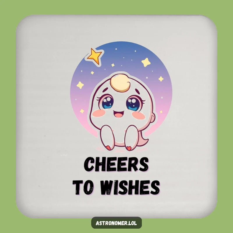 Funny Wish Coaster: Joyful Character and Shooting Star, Decorative Funny Gift