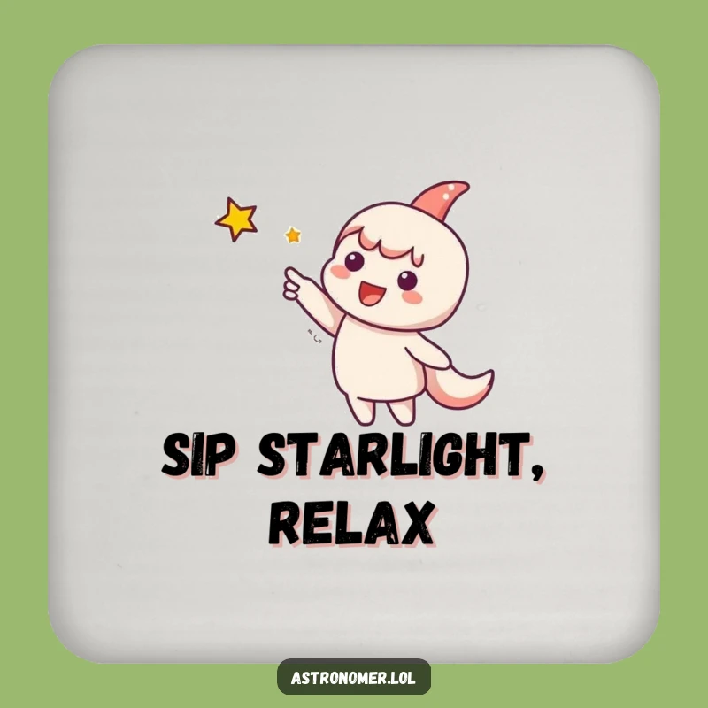Funny Celestial Coaster: Cute Character's Starry Wish Funny Gift